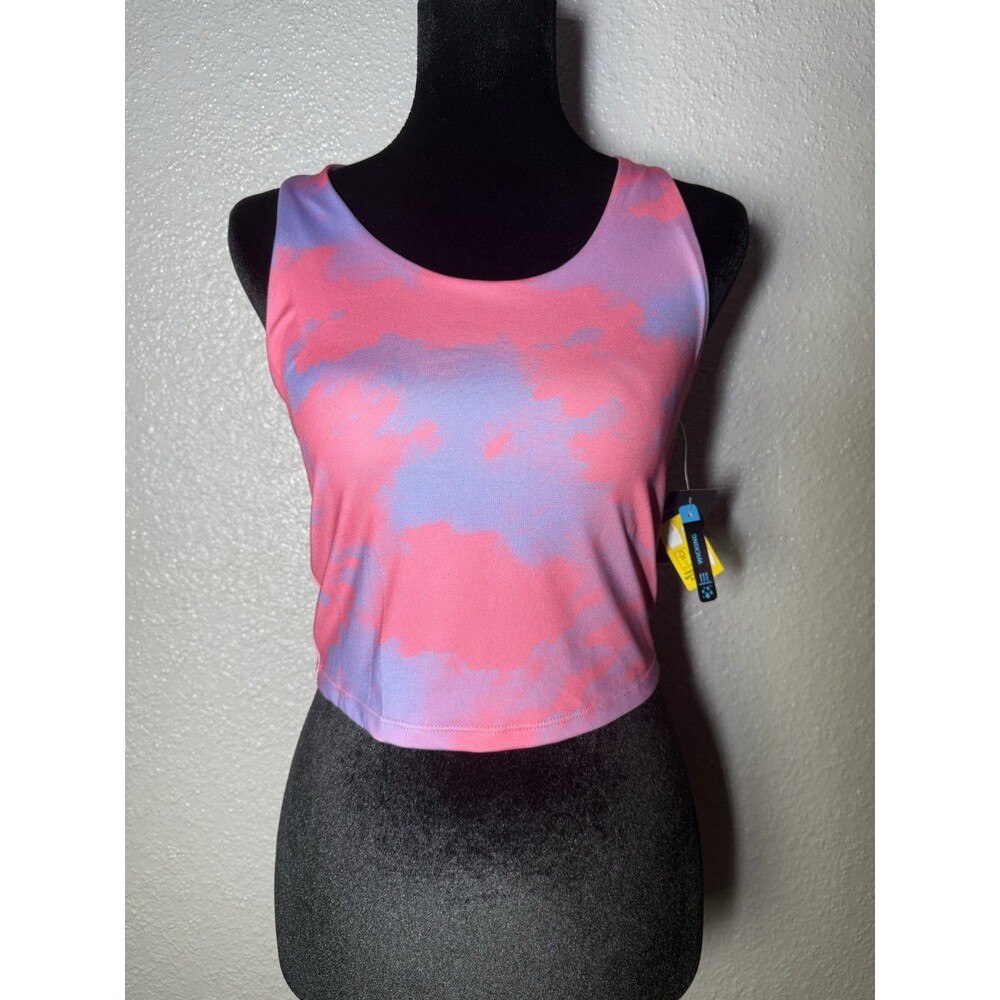Pro Player Women's Crop Top Tank Size S Pink Blue Tie Dye Moisture Wicking NWT